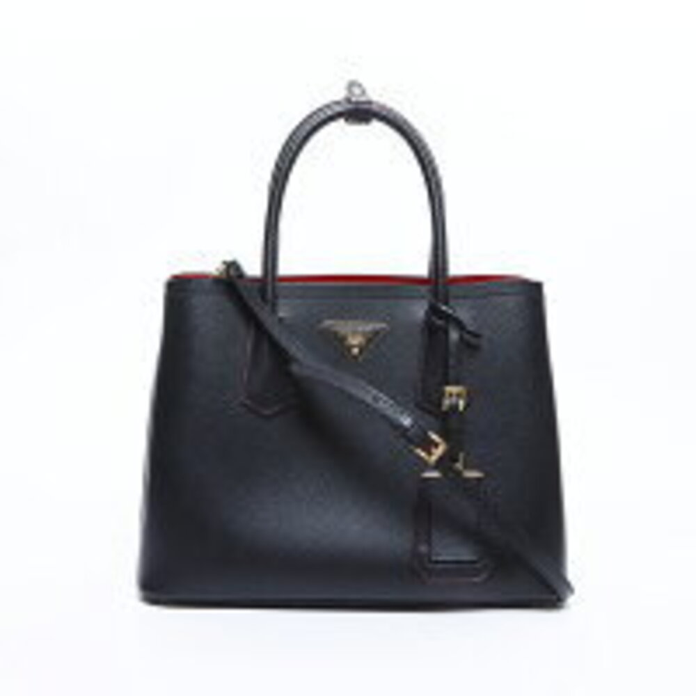 Prada Double Saffiano leather Shoulder bag black - Picture 2 of 13